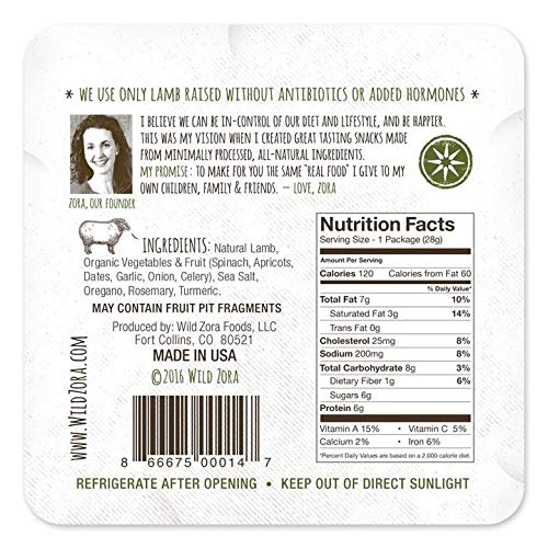Wild Zora Mediterranean Lamb Meat & Veggie Bars - 10 Pack | 100% Grass-Fed Lamb Jerky | Paleo, AIP, Gluten & Soy Free | High Protein Snacks for Hiking, Camping & Keto Diet | No Added Sweetener