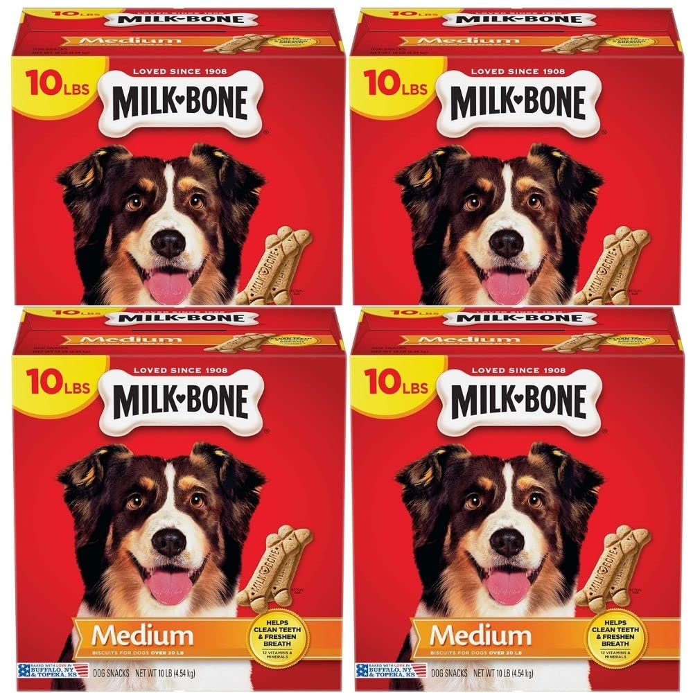 Premium Dental Care Dog Treats - Natural Meaty Flavor for Fresh Breath & Oral Health | Vitamin & Mineral Enriched Training Snacks for Dogs | 10 Lb Box (Pack of 4) - Perfect for Daily Oral Care, Training Rewards & Healthy Chewing