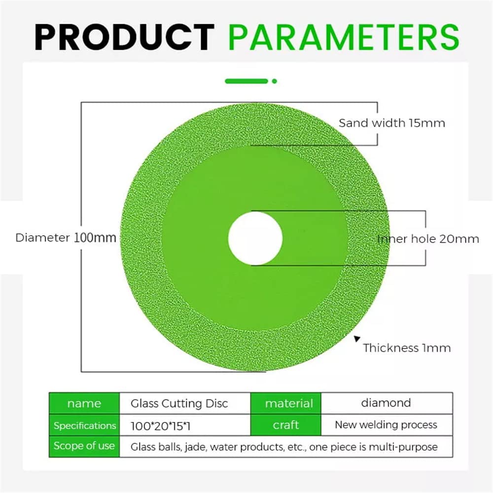 4 Inch Diamond Glass Cutting Disc - Ultra Thin Saw Blade Wheel for Angle Grinder | Ceramic & Glass Cutting Tool (Green, Blue, Purple) | Perfect for DIY Projects, Home Renovation & Craft Work