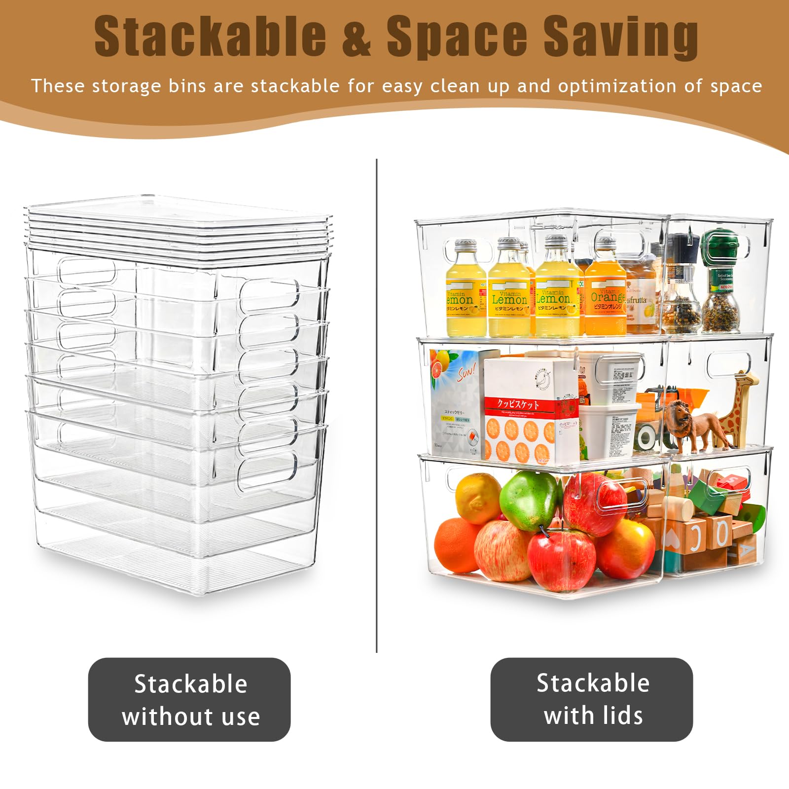 6 Pack Clear Plastic Storage Bins with Lids - 7 Quart Stackable Organizing Containers for Home, Office & Closet - Durable Plastic Storage Boxes with Handles for Clothes, Toys, Books & Supplies (Great for Bedroom, Study & Pantry Organization)