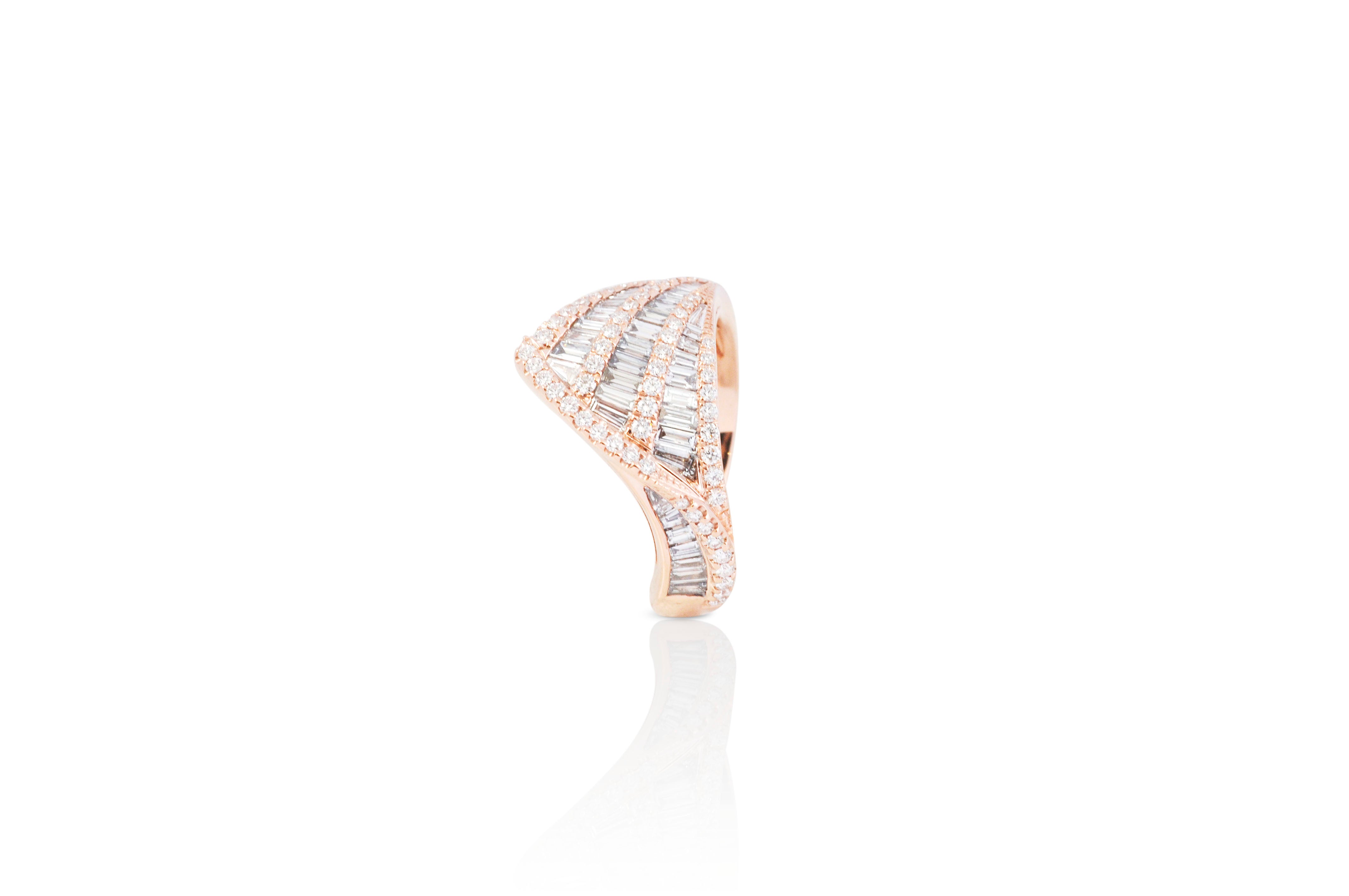 Talay Wave II Rose Gold Diamond Ring - Elegant 14K Rose Gold Engagement Ring with Sparkling Diamonds for Women | Perfect for Proposals, Anniversaries & Special Occasions
