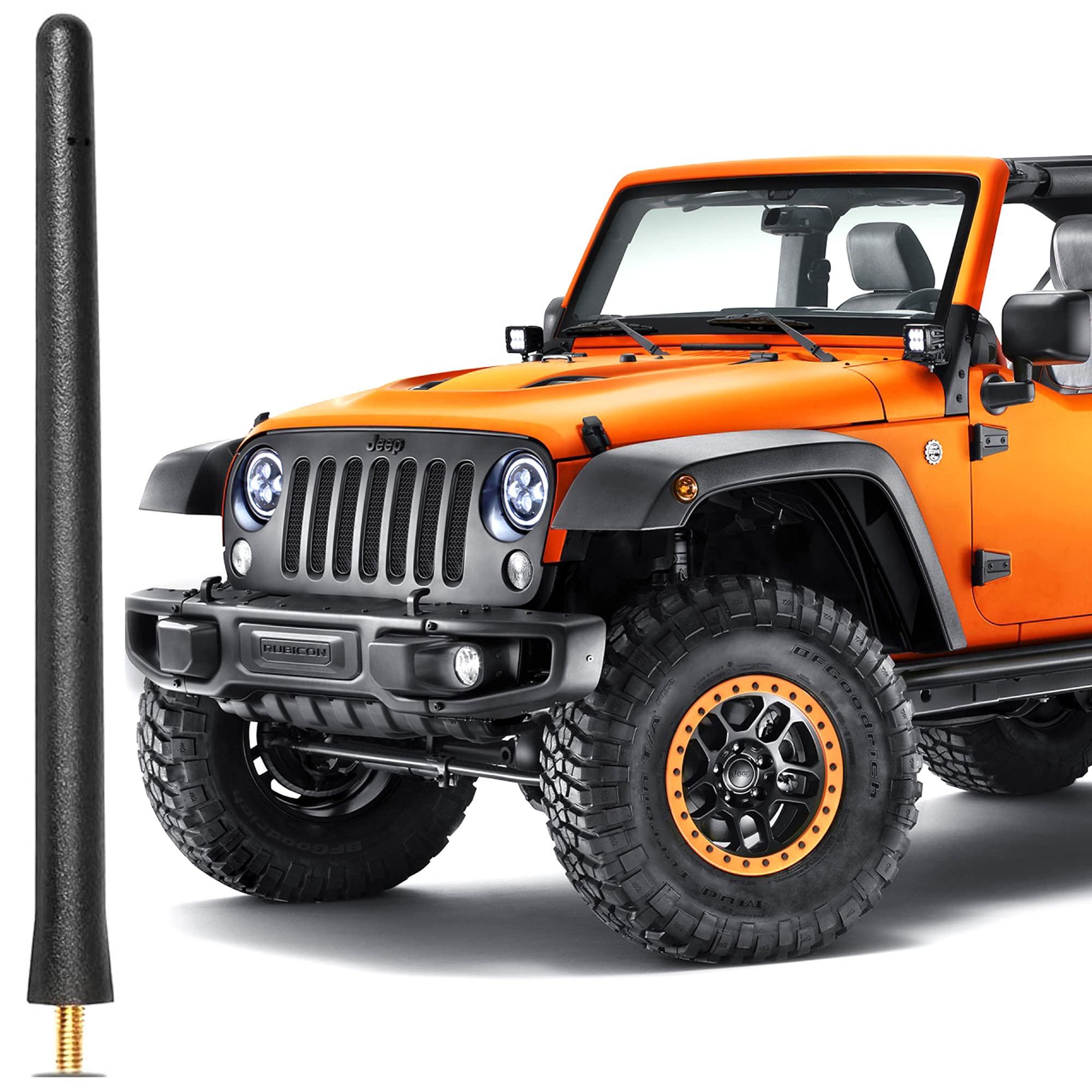 KSaAuto 6 3/4 Inch Short Antenna Replacement for 2019-2025 Jeep Wrangler JL JK Rubicon Sahara Sport Unlimited 4xe Willys Mojave JT Gladiator - Enhanced Car Radio Reception, Durable Jeep Accessories - Perfect for Off-Roading & Daily Commuting