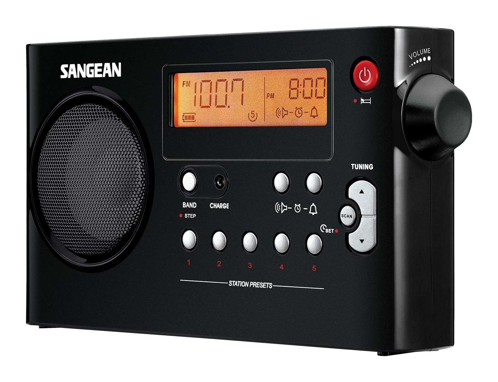 Sangean PR-D7 AM/FM Digital Portable Radio with Built-in Battery Charger - Compact Travel Radio for Camping, Emergency, Home & Outdoor Use (Black)