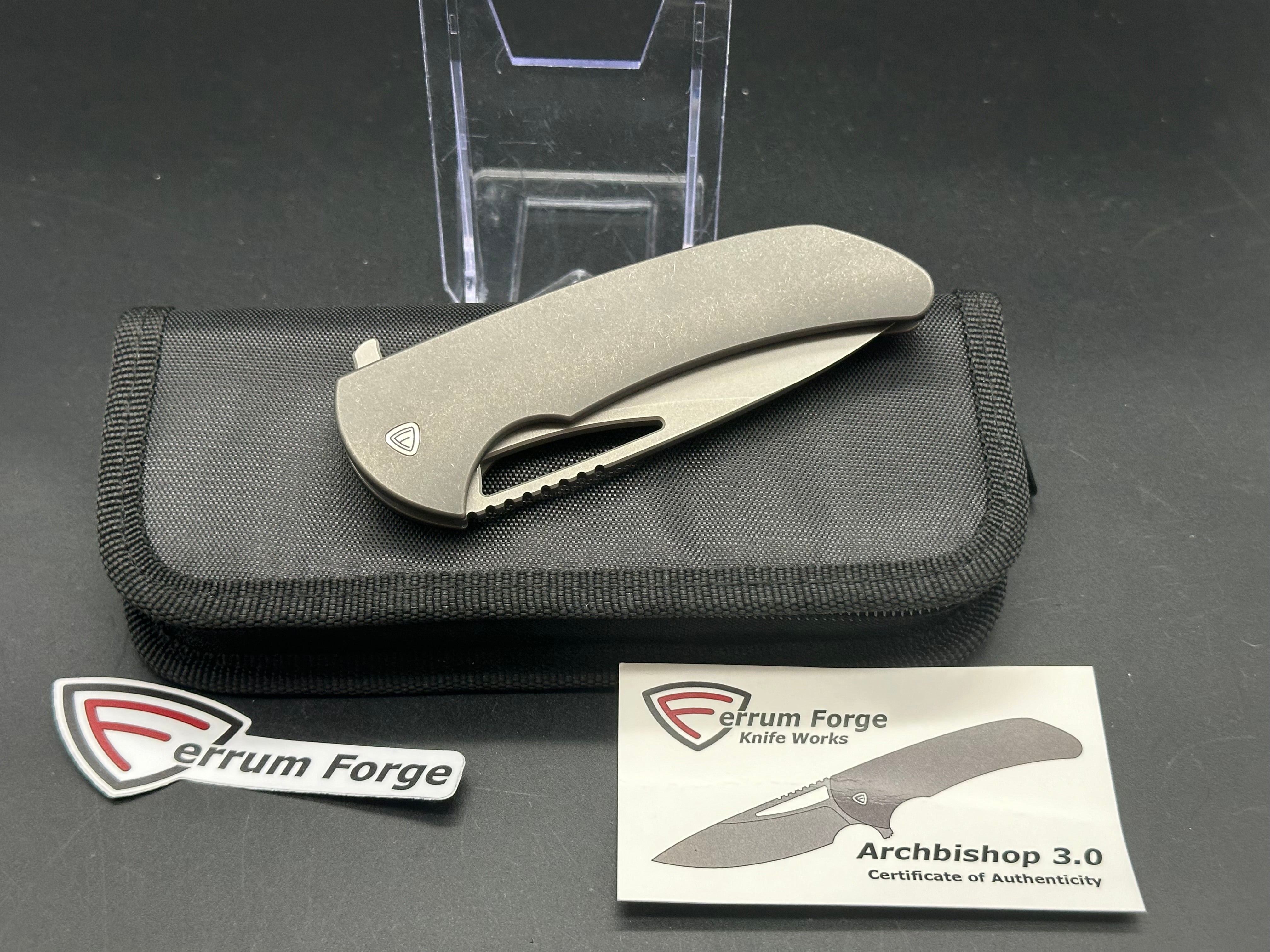 Ferrum Forge Archbishop 3.0 Titanium Flipper Knife - Premium EDC Pocket Knife with 3.5