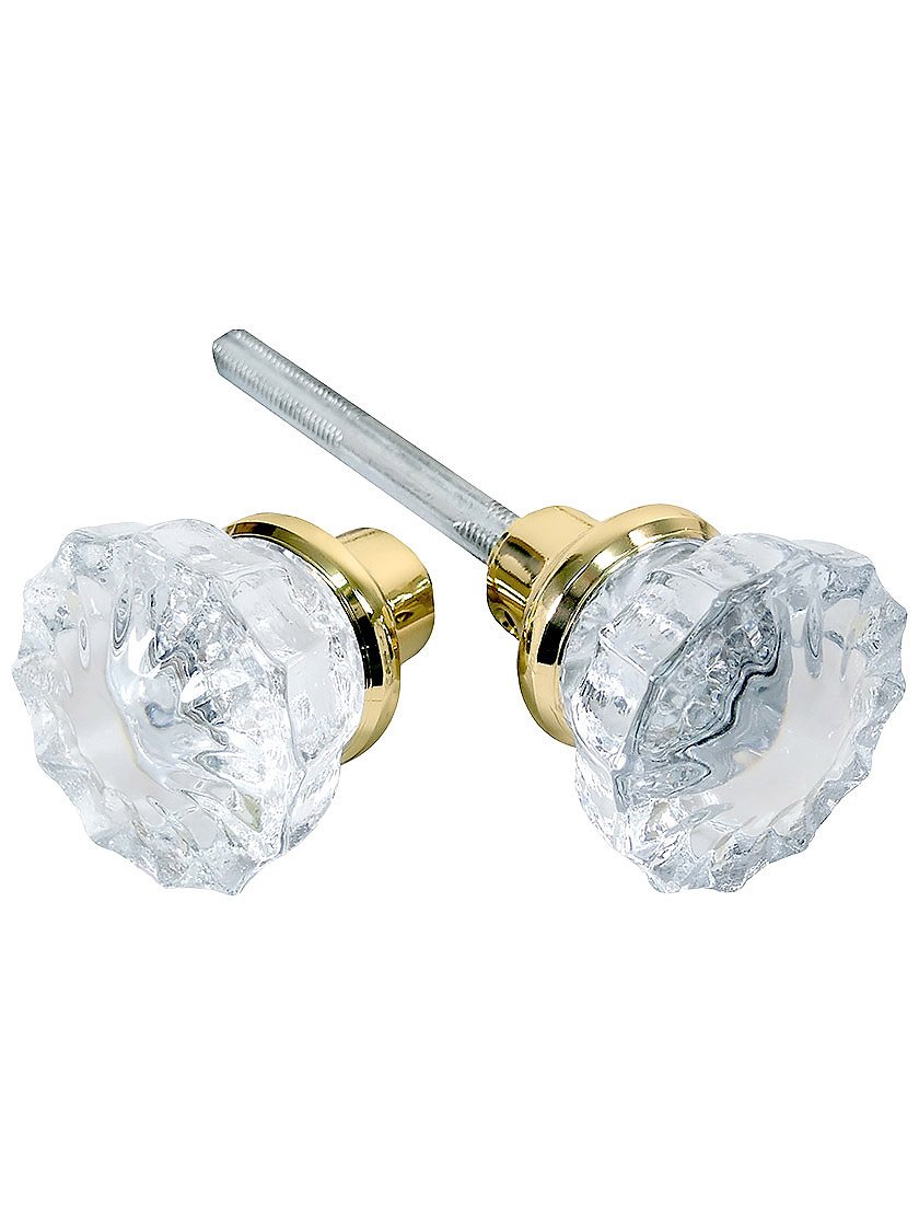 Tuff Stuff Tools Mortise Lock Crystal Glass Door Knob Replacement Set - Brass Finish Base for Interior Doors, Bedrooms, Closets & Cabinets