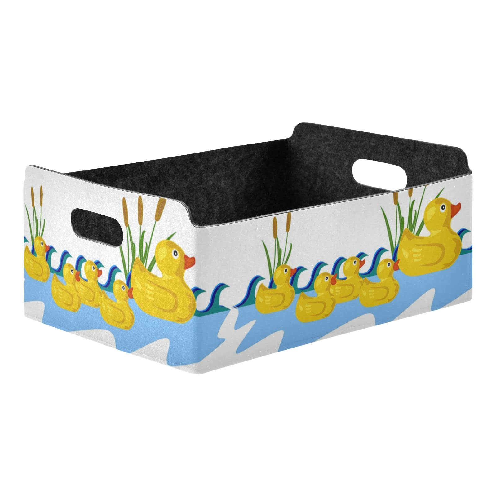 Yellow Rubber Duck Desk Organizer - Rectangular Storage Tray for Jewelry, Vanity & Office Supplies | Detachable & Foldable Design | Perfect for Bathroom Counter, Dresser Top & Workspace Organization