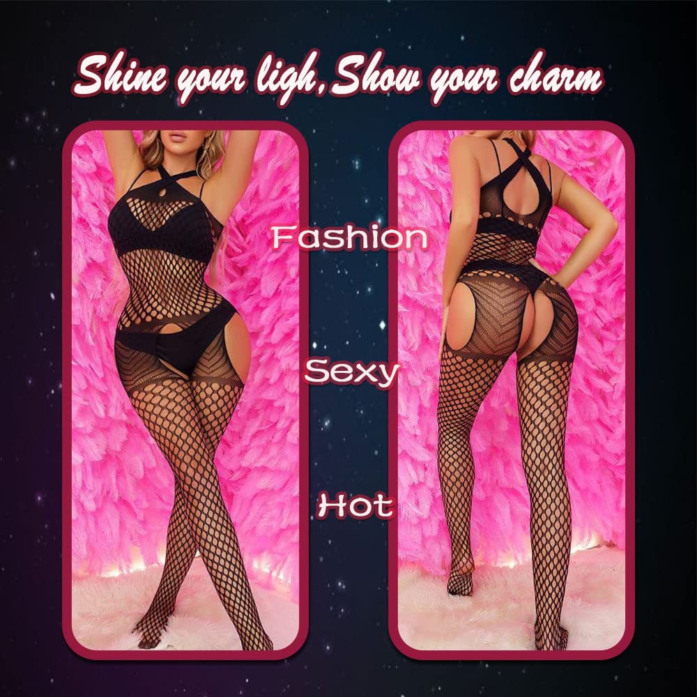 Mom & Myaboys Women's Fishnet Bodystocking & Stockings - Sexy Lingerie Bodysuit for Women | Perfect for Valentine's Day, Boudoir Photography & Romantic Nights
