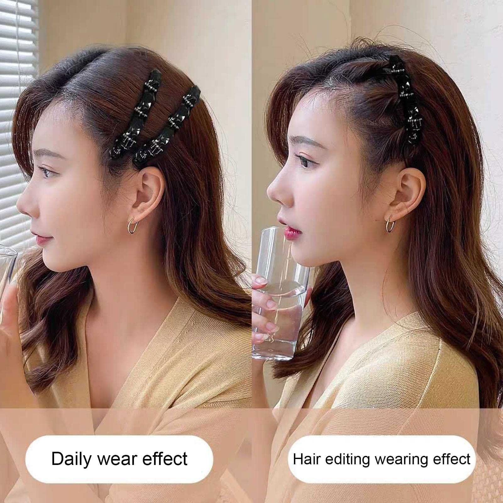 Black Bangs Hair Clip for Women - Cute Braided Barrettes, Alice B1N9 Hairpins & Hairgrips | Fashion Hair Accessories for Daily Wear, Parties & Weddings