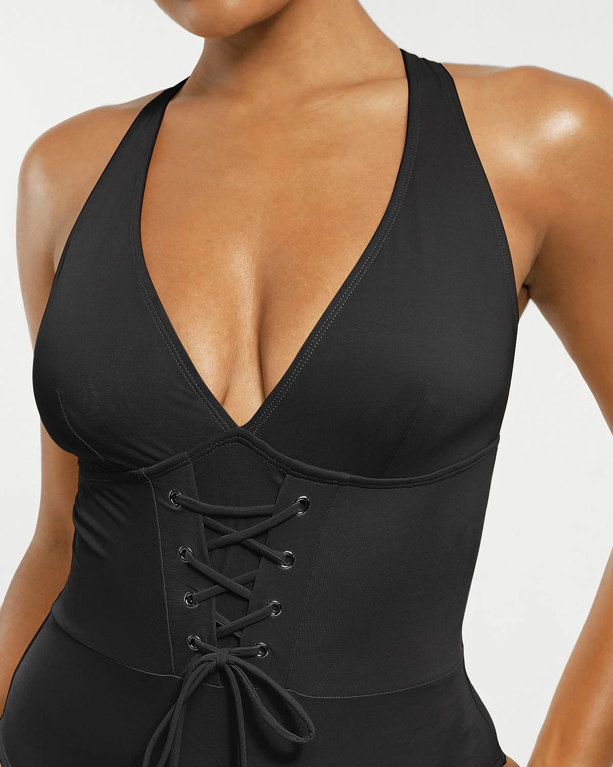 Smart Sculpt Plunge Corset Shaping Swimsuit - Slimming One Piece Bathing Suit for Women, Perfect for Beach Vacations & Pool Parties