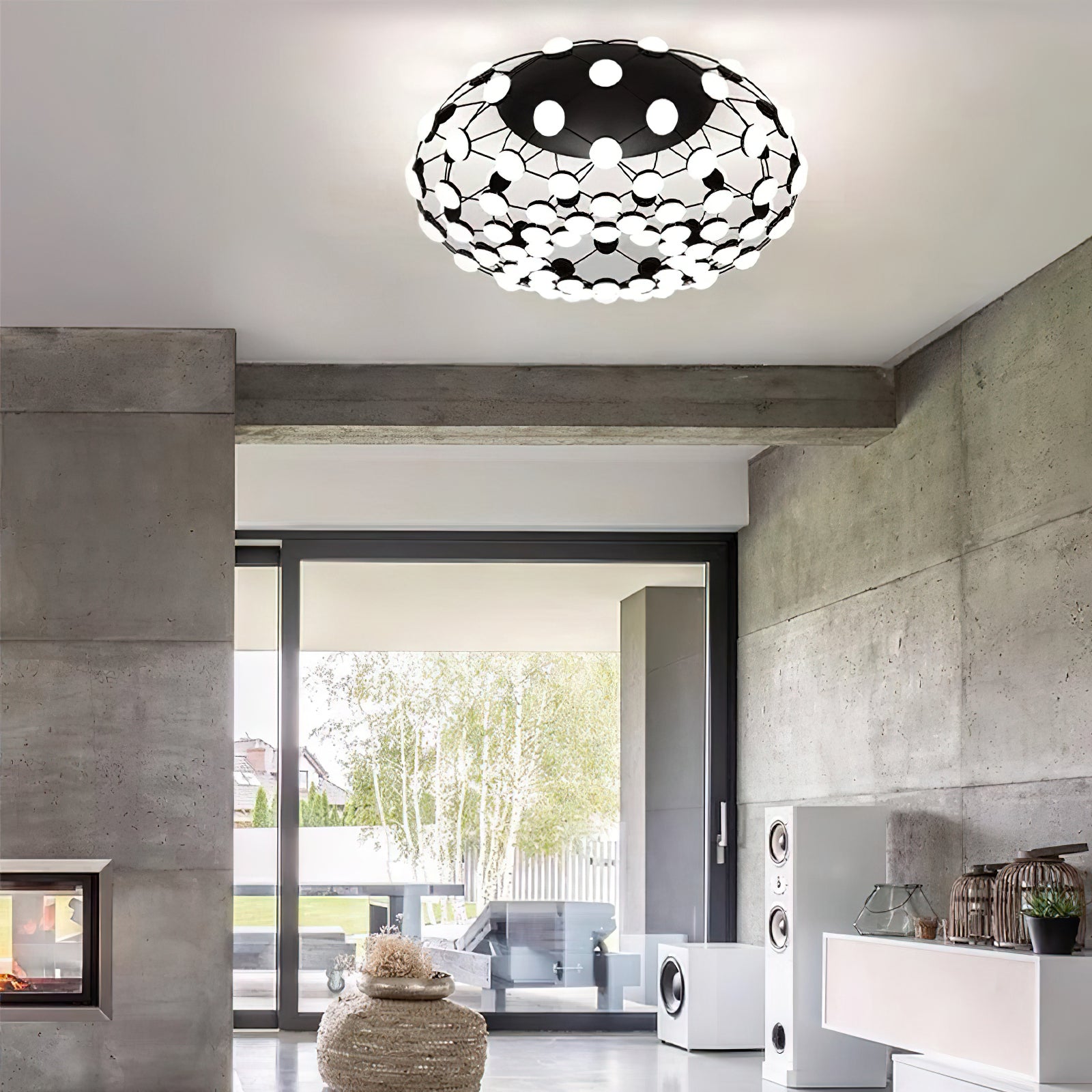 Modern Black and White Mesh Ceiling Lamp - Stylish Pendant Light for Living Room, Bedroom, Dining Room & Office Decor