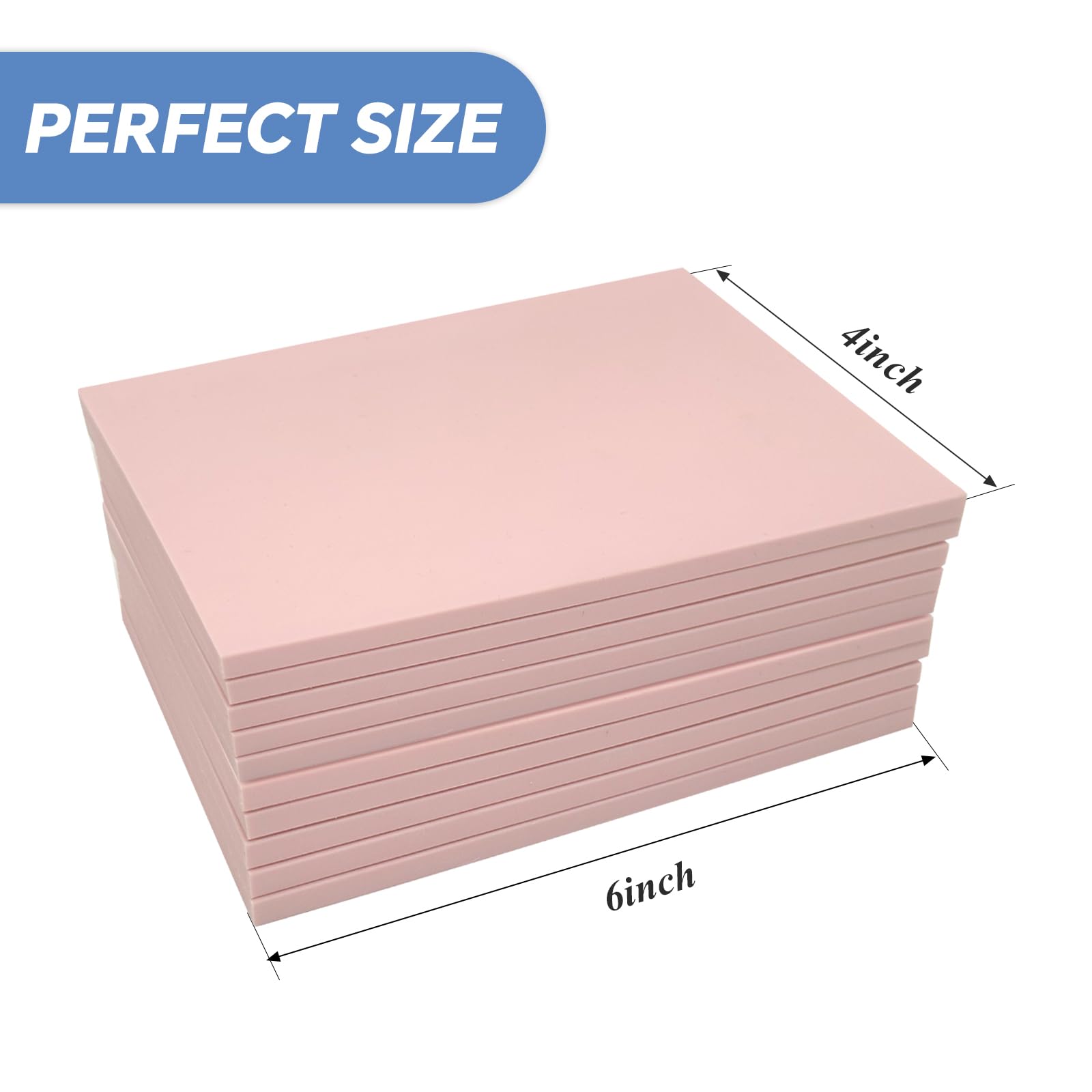 10-Pack 4x6 Inch Pale Pink Rubber Carving Blocks for Stamp Making - High-Quality Linoleum Block Printing Supplies for DIY Crafts, Art Projects & Professional Printmaking