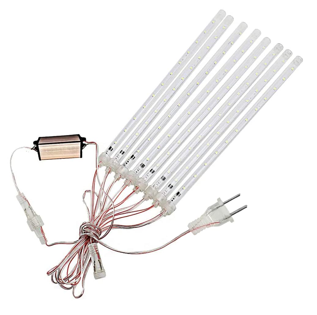 Waterproof LED Meteor Shower Rain Lights - 8pcs 30cm Outdoor Falling Rain Light Tubes (Yellow) for AC100-130V - Perfect for Garden, Patio, Christmas & Holiday Decorations