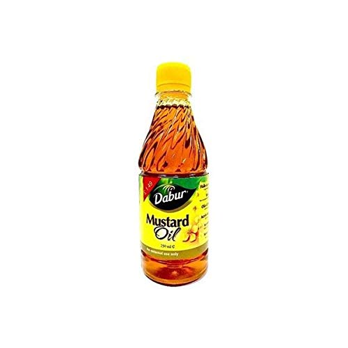 Dabur Pure Mustard Oil - 250ml | 100% Natural Cold Pressed Cooking Oil for Indian & Asian Cuisine | Perfect for Frying, Pickling & Hair Care