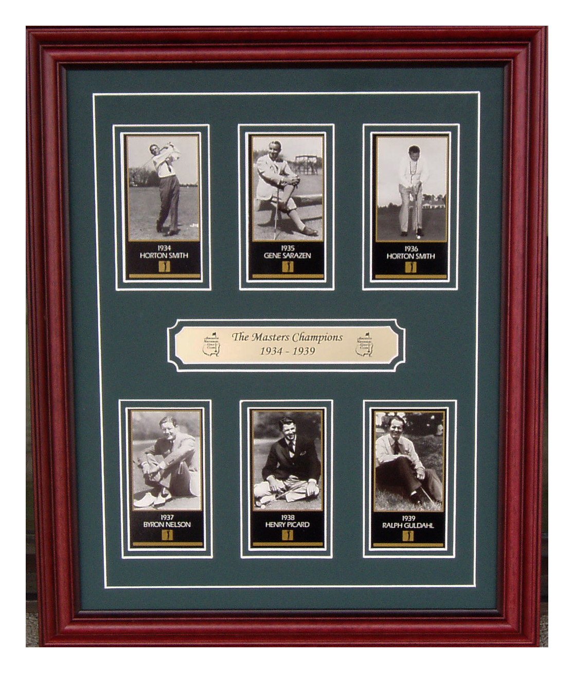 Vintage Masters Tournament Champions 1934-1939 Framed Golf Memorabilia - Perfect for Man Cave, Sports Bar, or Golf Enthusiast Gift