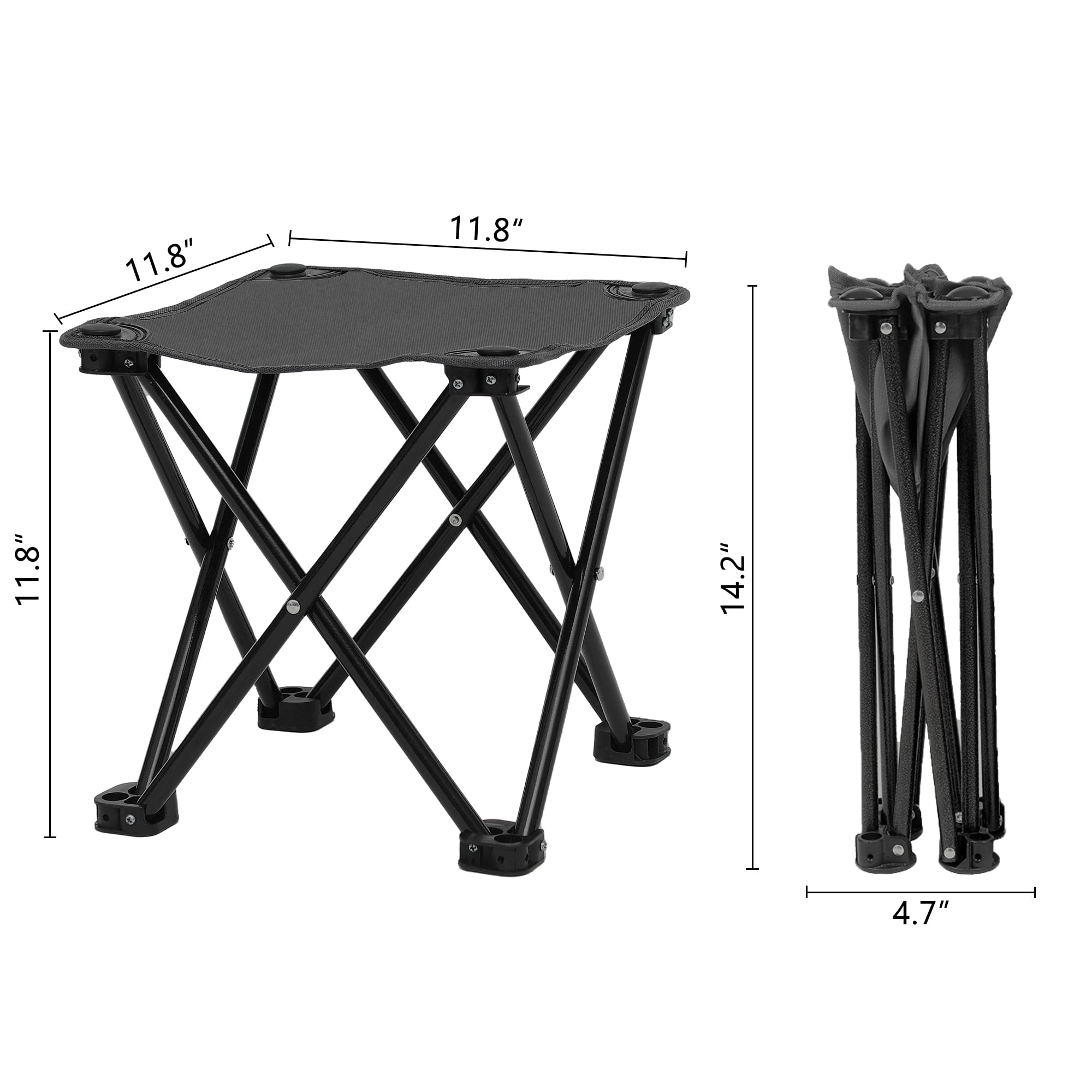 Wind Tour Portable Folding Camping Stool - Lightweight Outdoor Chair for Camping, Fishing, Hiking, Gardening & Beach - Compact Design with Carry Bag (Black) - Perfect for Backpacking, Picnics, Tailgating and Outdoor Adventures