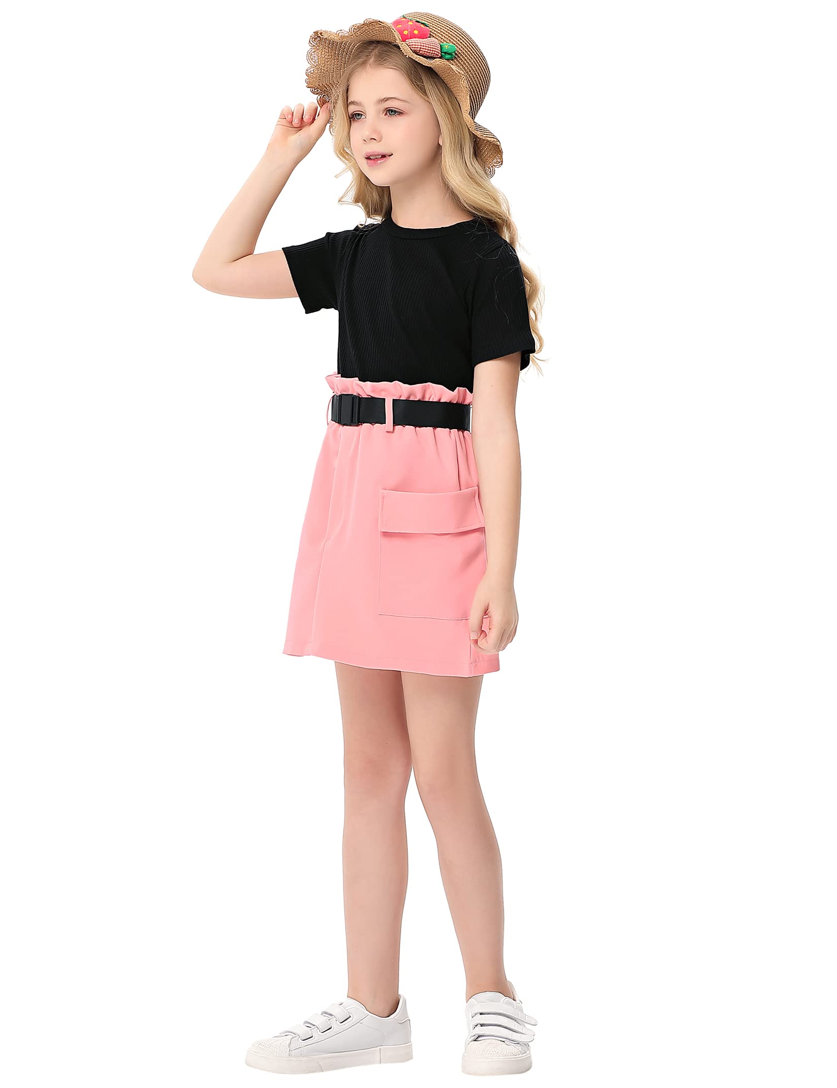 Girls Summer 2-Piece Outfit Set - Cute T-Shirt & Shorts Skirt Combo for Toddler & Kids | Perfect for Beach, Playdates & Outdoor Activities