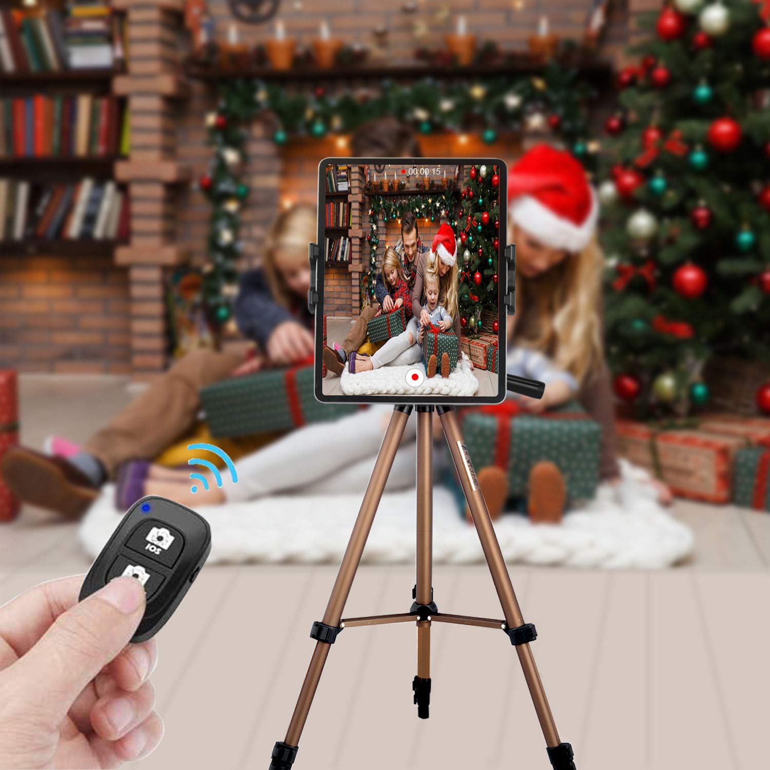 Universal Tablet Tripod Stand with Bluetooth Remote - 51in Lightweight Adjustable Phone Mount Holder for iPad Pro 12.9/11/10.5, iPad Air/Mini, Surface Pro, Galaxy Tab & 3.5-13.5