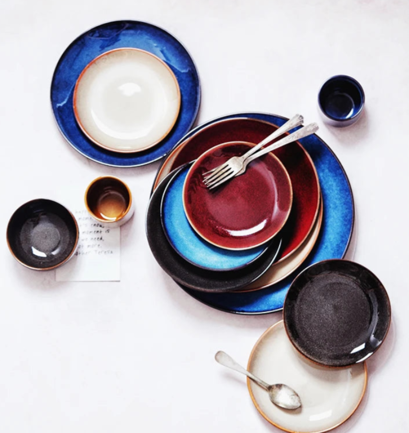 Vibrant Glaze Ceramic Shallow Plate - 8 Inch Appetizer Dish for Tapas, Desserts & Party Serving | Durable & Stylish Dinnerware for Home & Restaurant Use