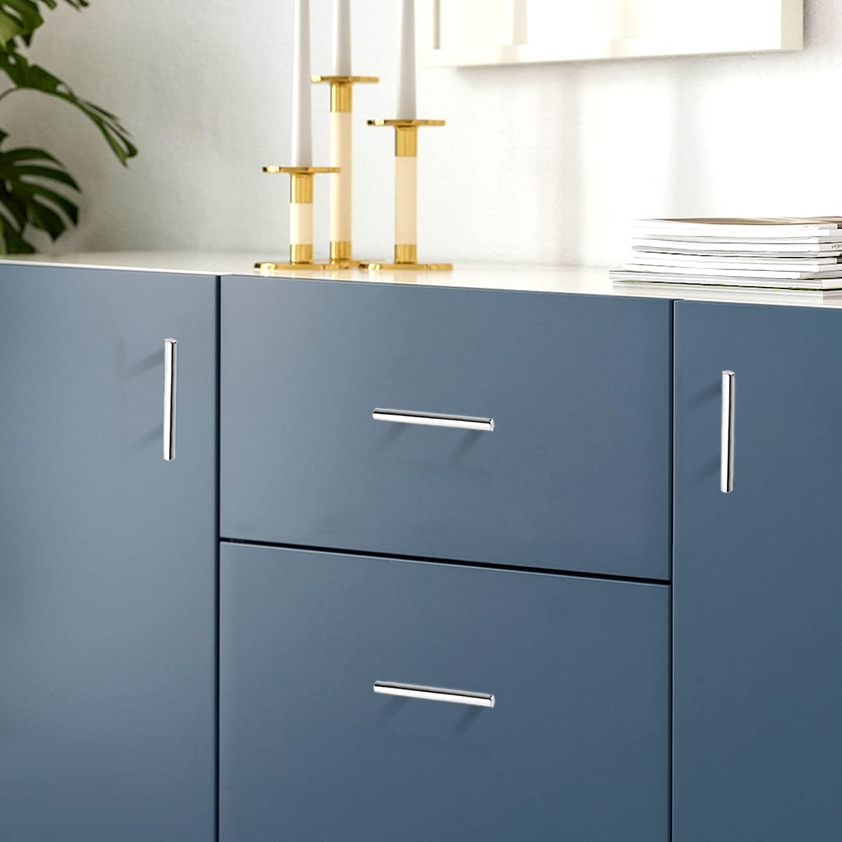 Chrome Kitchen Cabinet Pulls 5 Pack - 6.3