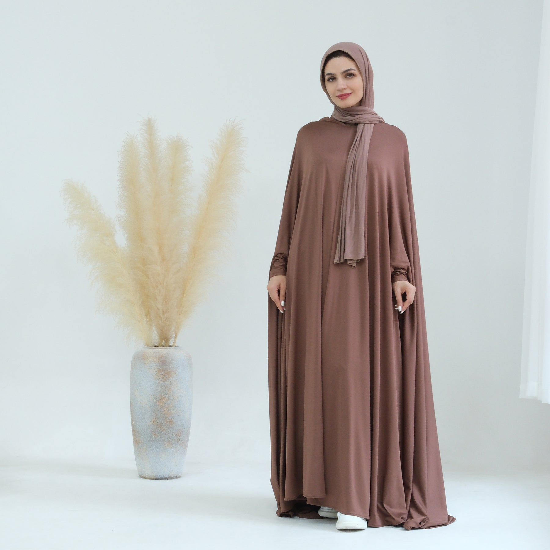 Awra Cape Hijab Combo in Brown - Modest Muslim Fashion for Women | Perfect for Prayer, Daily Wear & Special Occasions