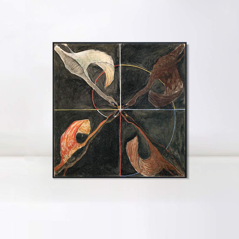 Hilma Af Klint Framed Canvas Giclee Print Series #05 - 24x24 Inch Wall Art for Living Room & Home Office Decor | Black Slim Frame | Modern Abstract Painting | Perfect for Gallery Walls & Contemporary Interiors