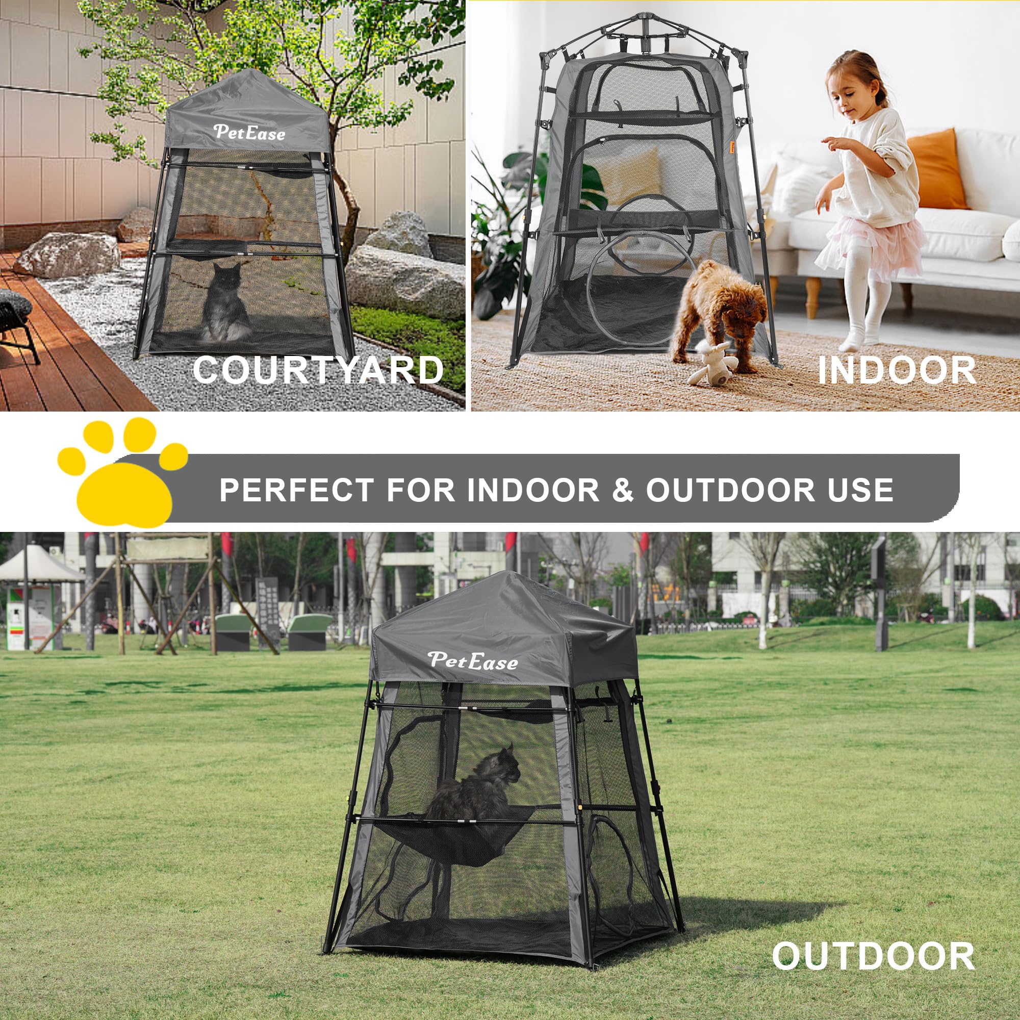 Cat Tower Tent - Breathable Mesh Outdoor & Indoor Cat Enclosure Playpen - Portable Exercise Tent for Cats - Perfect for Patio, Backyard & Home Play Areas