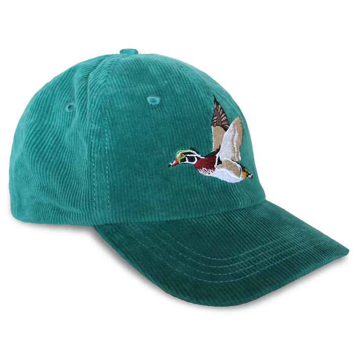 Bird Collective Wood Duck Corduroy Hat for Women & Men - Stylish Teal Green Outdoor Cap for Birdwatching, Hiking & Nature Adventures