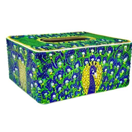 DIY Diamond Painting Tissue Box - Special Shape Drill Storage Box for Home Decor (Peafowl) | Perfect for Craft Rooms, Living Room Decor & Gift Giving