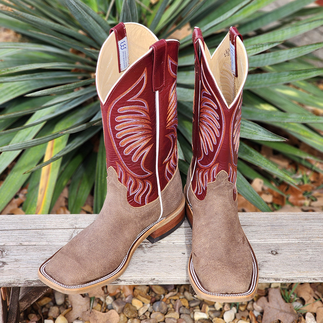 Anderson Bean Men's Eastwood Camel Sangria Cowboy Boots - Premium Leather Western Boots for Men - Perfect for Rodeo, Country Dancing & Casual Wear