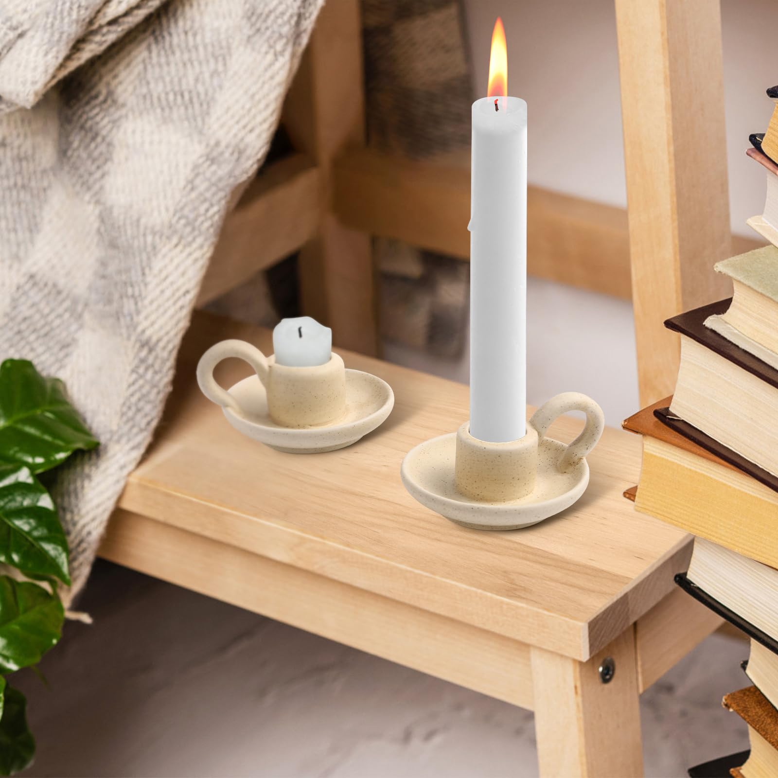 Nordic Style Ceramic Candle Holder Set of 2 - Elegant Taper Candlestick Stand for Home Decor, Wedding Centerpiece & Party Table Display - Perfect for Dining Table, Mantel Decor and Romantic Ambiance