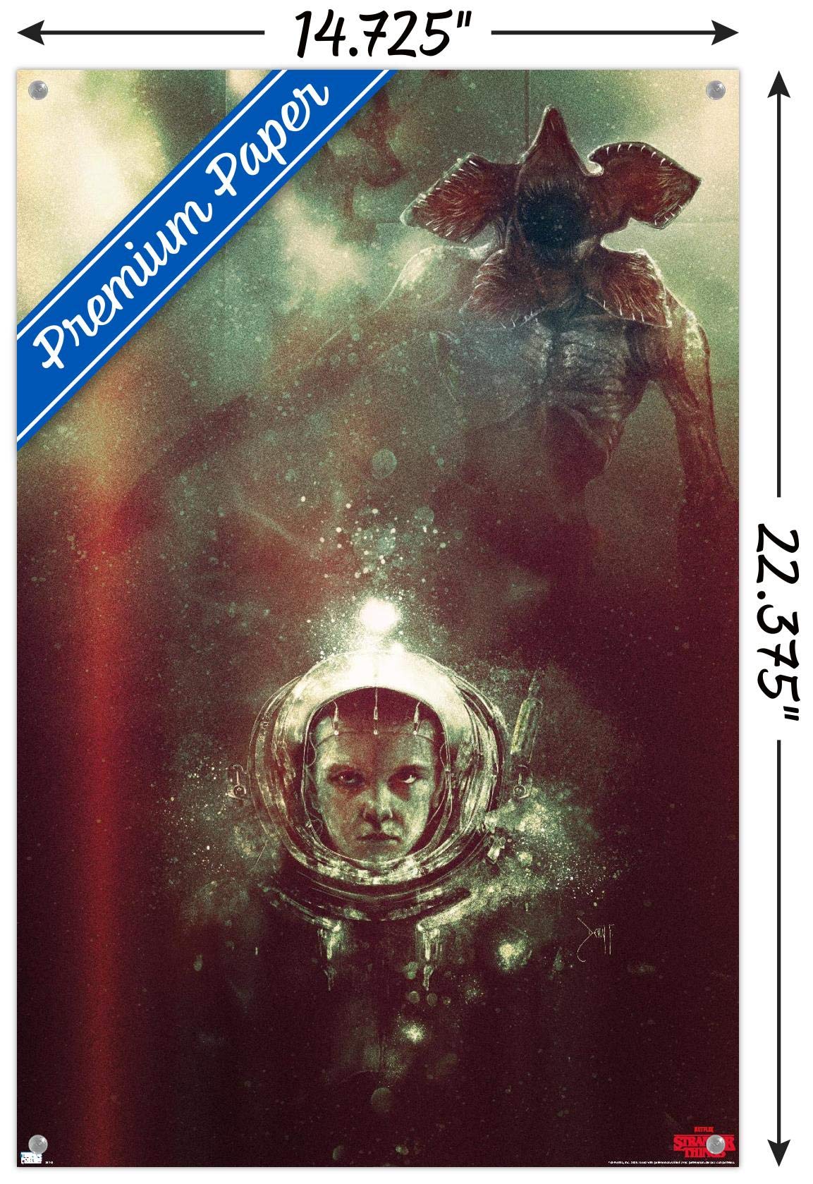Stranger Things Underwater Wall Poster with Push Pins - Netflix TV Show Decor for Bedroom, Office & Dorm Room
