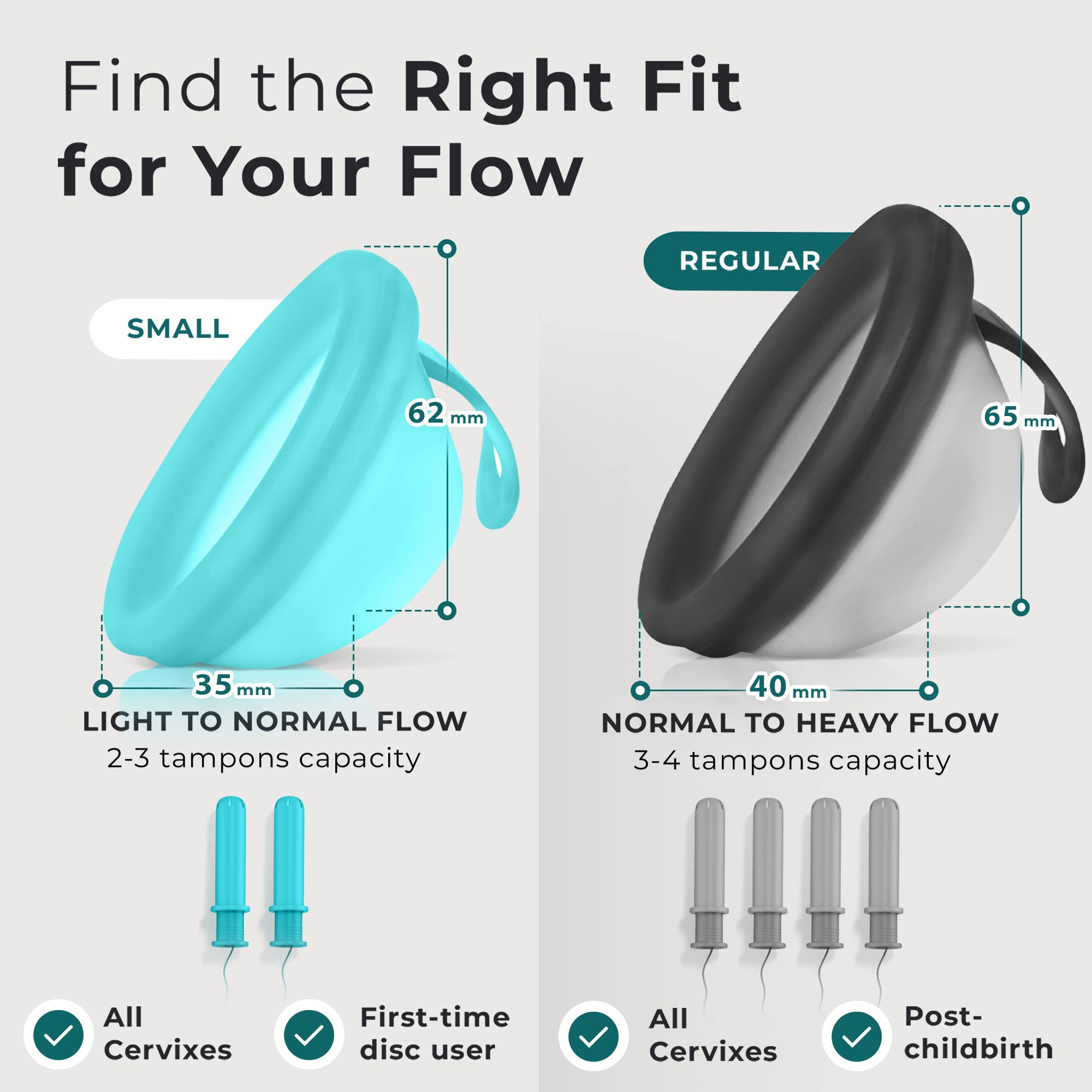 EcoBlossom Complete Reusable Menstrual Disc Kit - Small & Large Silicone Period Discs with Sterilizer Holder, Cleansing Wash, Water-Based Lube & Insert Applicator - All-in-One Feminine Hygiene Solution for Comfortable Period Protection at Home, Work or Travel