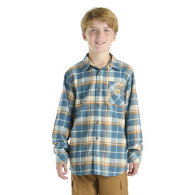 Youth Long Sleeve Flannel Button Down Shirt for Boys & Girls - Soft Plaid Casual Shirt in Real Teal - Perfect for School, Outdoor Adventures & Family Photos