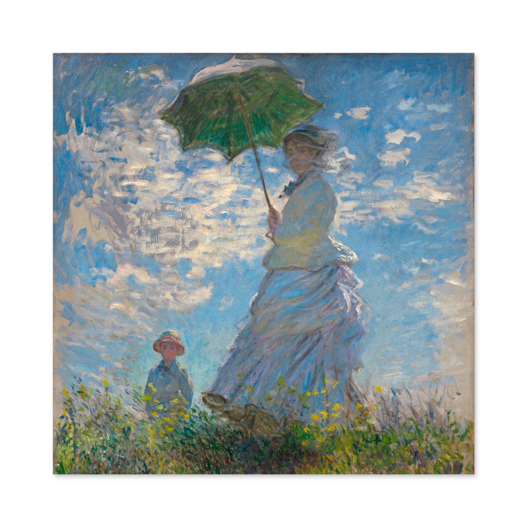 Claude Monet Woman With A Parasol Art Print - 24x24 Inch Large Wall Decor Poster, Premium Thick Paper - Perfect for Living Room, Bedroom & Office Artwork