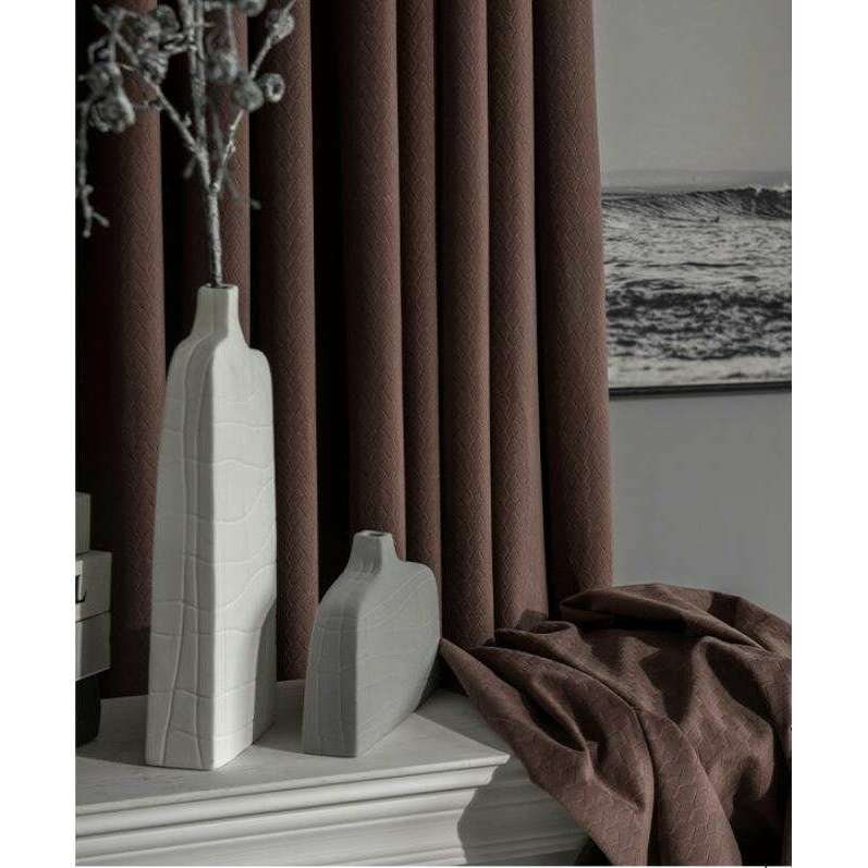 Taylor H. Luxury Jacquard Velvet Woven Design Curtains - Red Blackout Drapes for Living Room & Bedroom - Premium Thermal Insulated Window Treatments for Home Decor