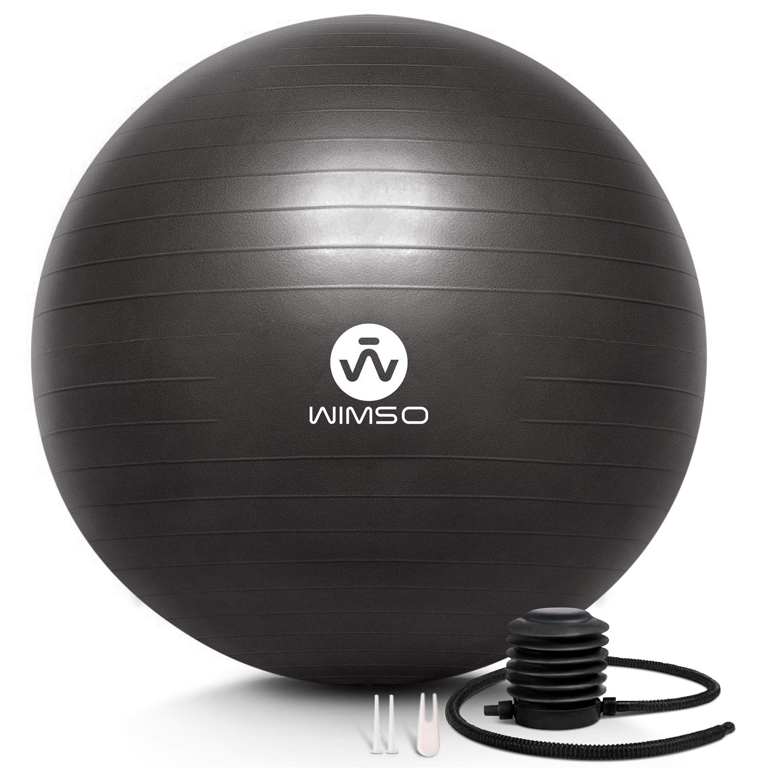 WIMSO Extra Thick Anti-Burst Exercise Ball - 2200lb Weight Capacity Yoga Ball for Fitness, Balance Training & Office Chair - Includes Quick Pump for Home Gym & Workout