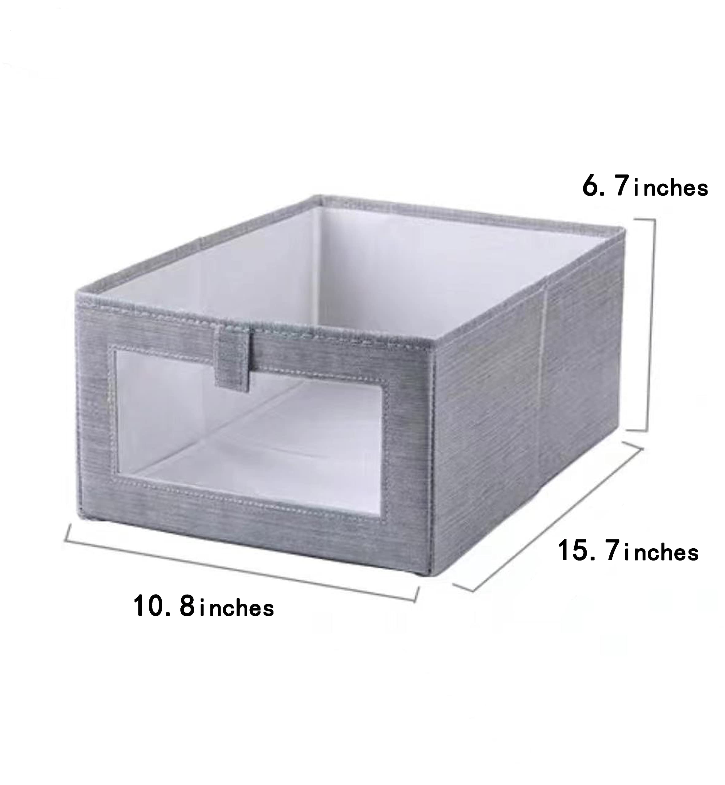 Rectangular Canvas Storage Bins for Closet & Shelves Organization - Grey Fabric Storage Baskets for Bedroom, Home Decor & Clothes Storage