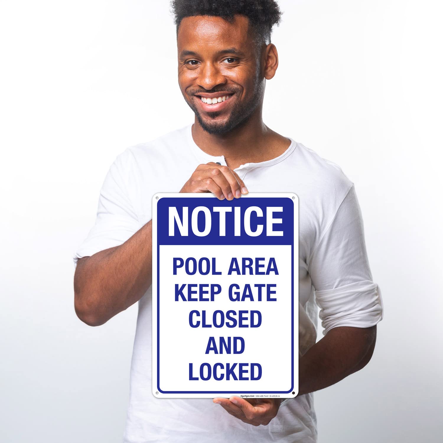 10x14 Inches Sigo Signs Pool Area Keep Gate Closed and Locked Sign, Rust-Free .040 Aluminum Fade-Resistant Pool Safety Sign, Made in USA, Perfect for Residential & Commercial Pools, Parks, and Community Centers
