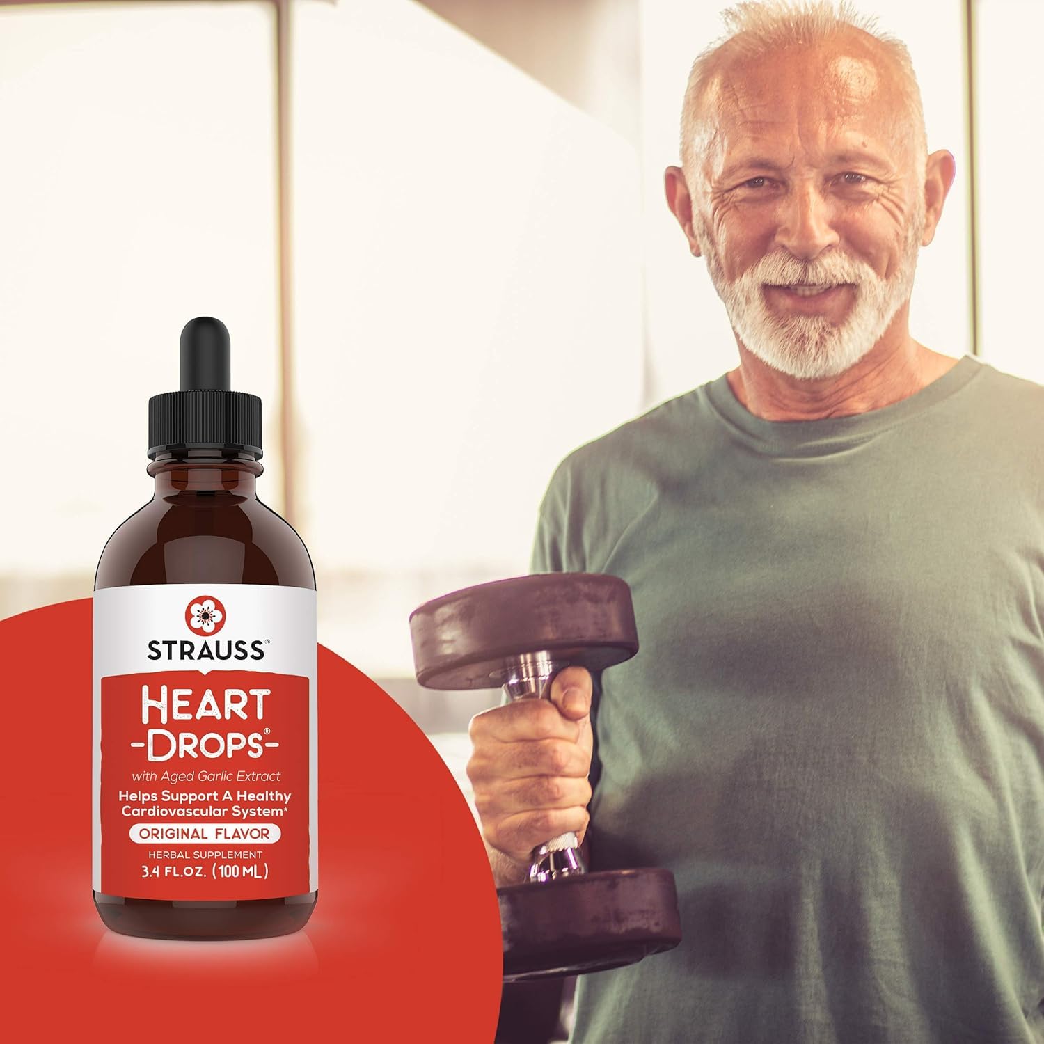 Strauss Naturals Heart Drops - Natural Mistletoe & Aged Garlic Extract Supplement for Cardiovascular Support - Vegan, Non-GMO, Cinnamon Flavored Heart Health Drops (225ml) - Supports Healthy Blood Pressure & Circulation for Active Lifestyles