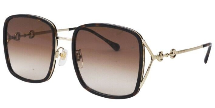 Gucci GG 1016SK 003 Gradient Havana Brown Oversized Metal Square Sunglasses for Women - Fashionable UV Protection Shades for Beach, Driving & Outdoor Activities