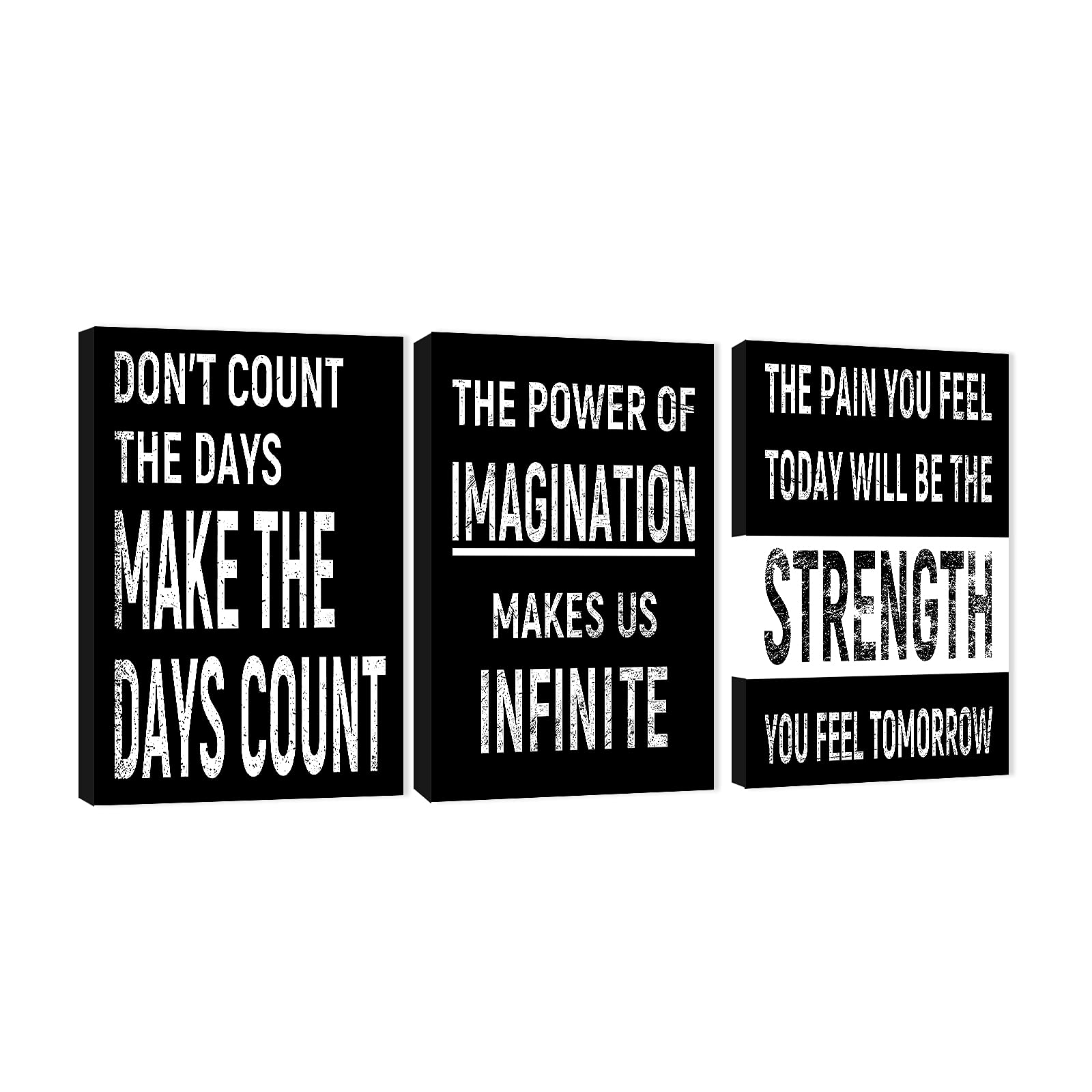 3-Piece Motivational Wall Art Set - Inspirational Quotes Canvas Prints for Office & Home Decor (16”x24”) - Black & White Positive Affirmation Posters for Workplace, Living Room & Bedroom Wall Decor