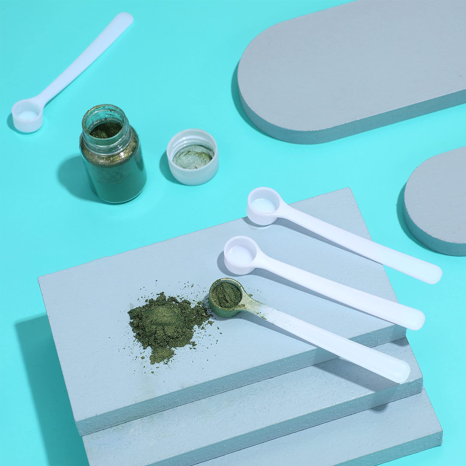 36-Piece Mini Powder Scoops (1.2ml) - Measuring Spoons for Cosmetics, Medicines & Spices | Precise Powder Measurement Tools for Baking, Lab Work & Kitchen Use