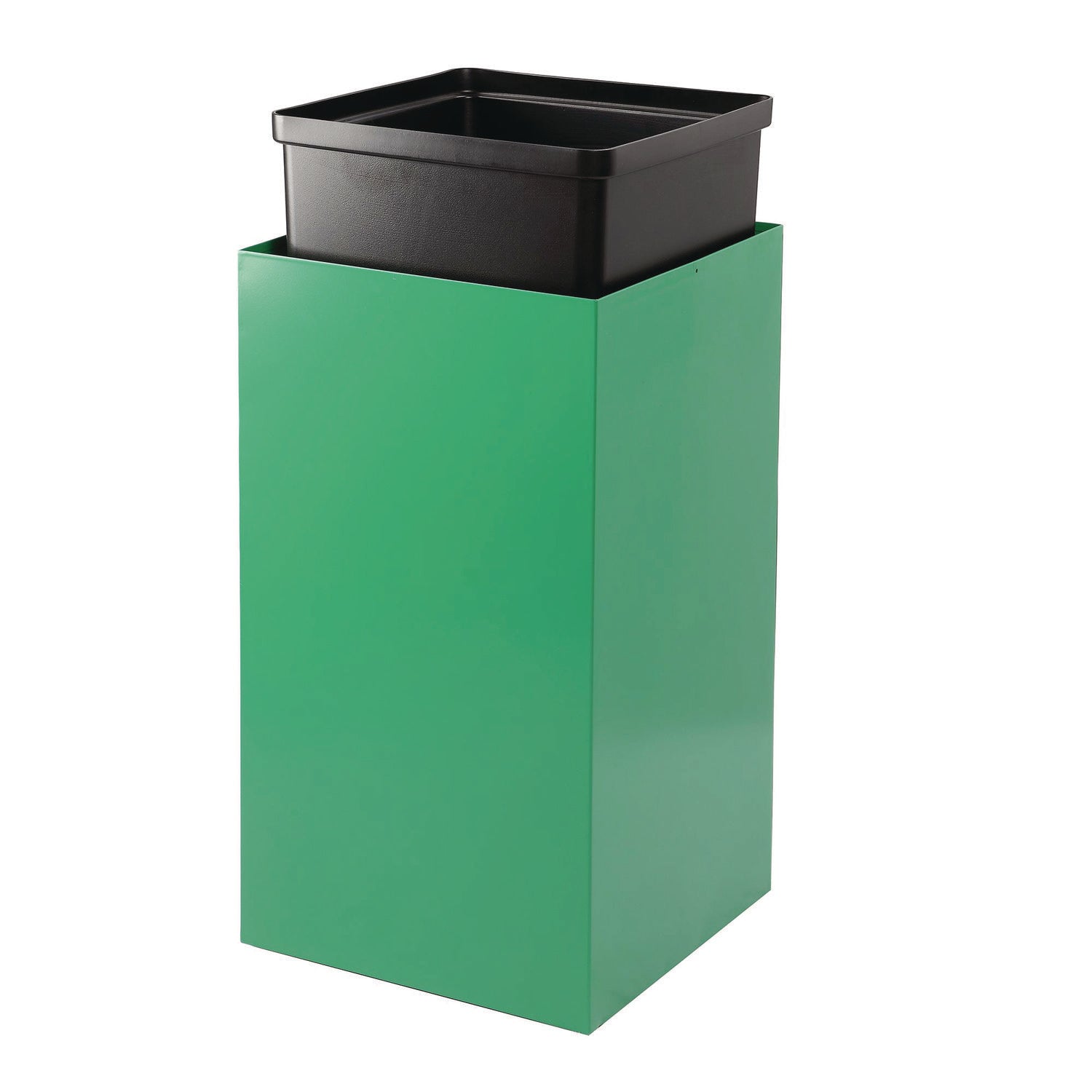 Alpine Industries 29 Gallon Steel Trash Can & Recycling Bin with Square Lid - Green Heavy Duty Waste Container for Kitchen, Office & Outdoor Use