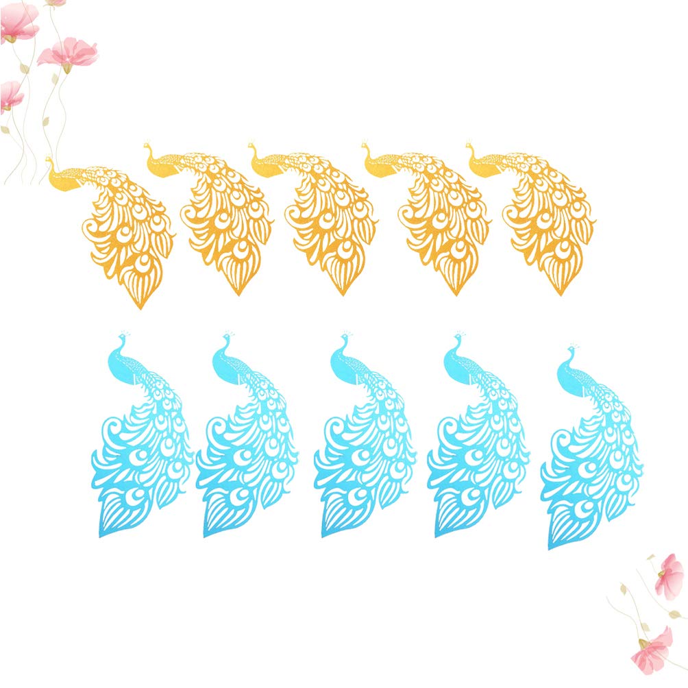 100pcs Elegant Peacock Glass Place Cards - Wine Glass Markers for Christmas Parties, Weddings & Events - Funny Drink Markers with Hollow Paper Inserts - Perfect for Table Settings, Name Cards & Business Cards