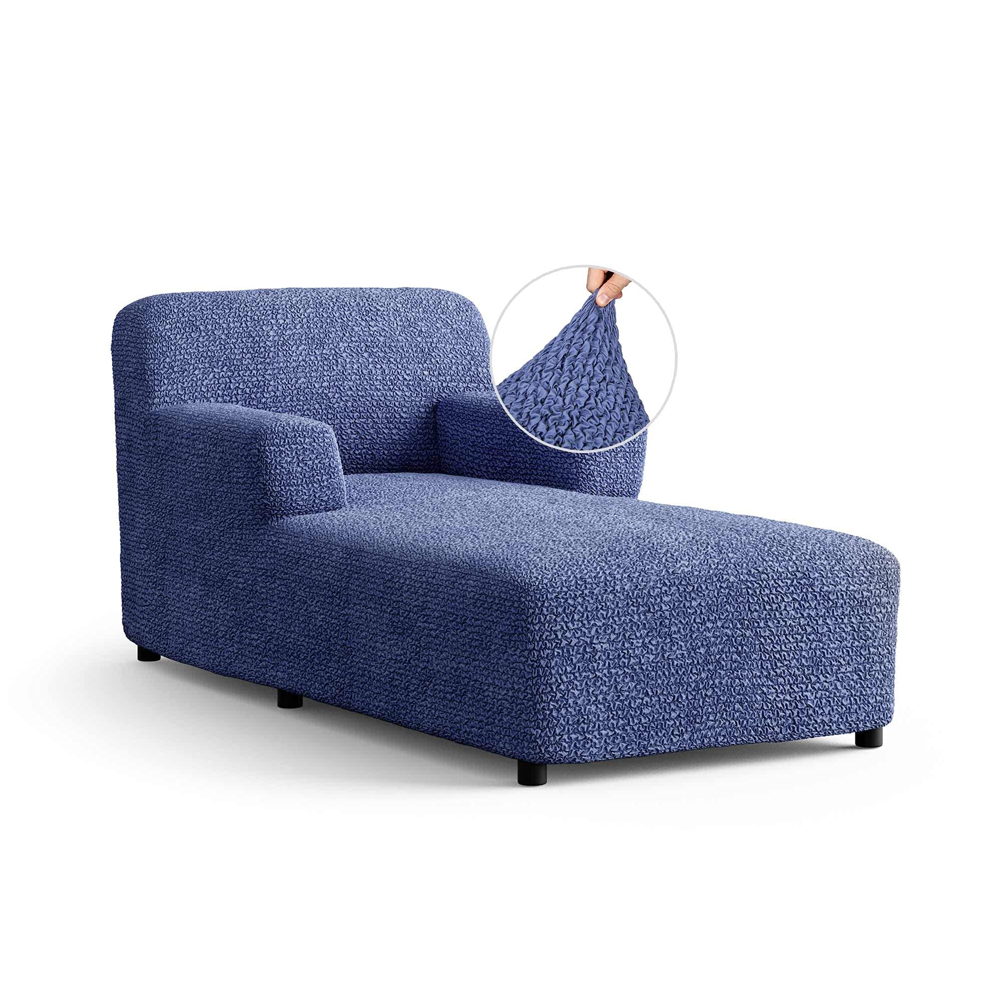Chaise Lounge Cover - Stretchable Polyester Slipcover for Sofa & Lounge Chair - 1-Piece Form Fit Furniture Protector - Microfiber Collection (Blue) - Perfect for Living Room, Patio & Outdoor Furniture Protection