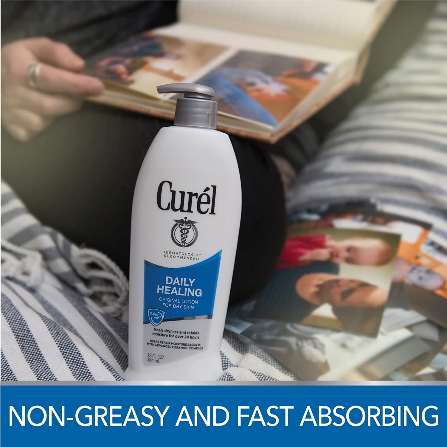 Curel Daily Healing Original Lotion for Dry Sensitive Skin - 13 oz (Pack of 2) - Fragrance Free & Hypoallergenic Moisturizer for Face & Body - Perfect for Winter Care & Eczema Relief
