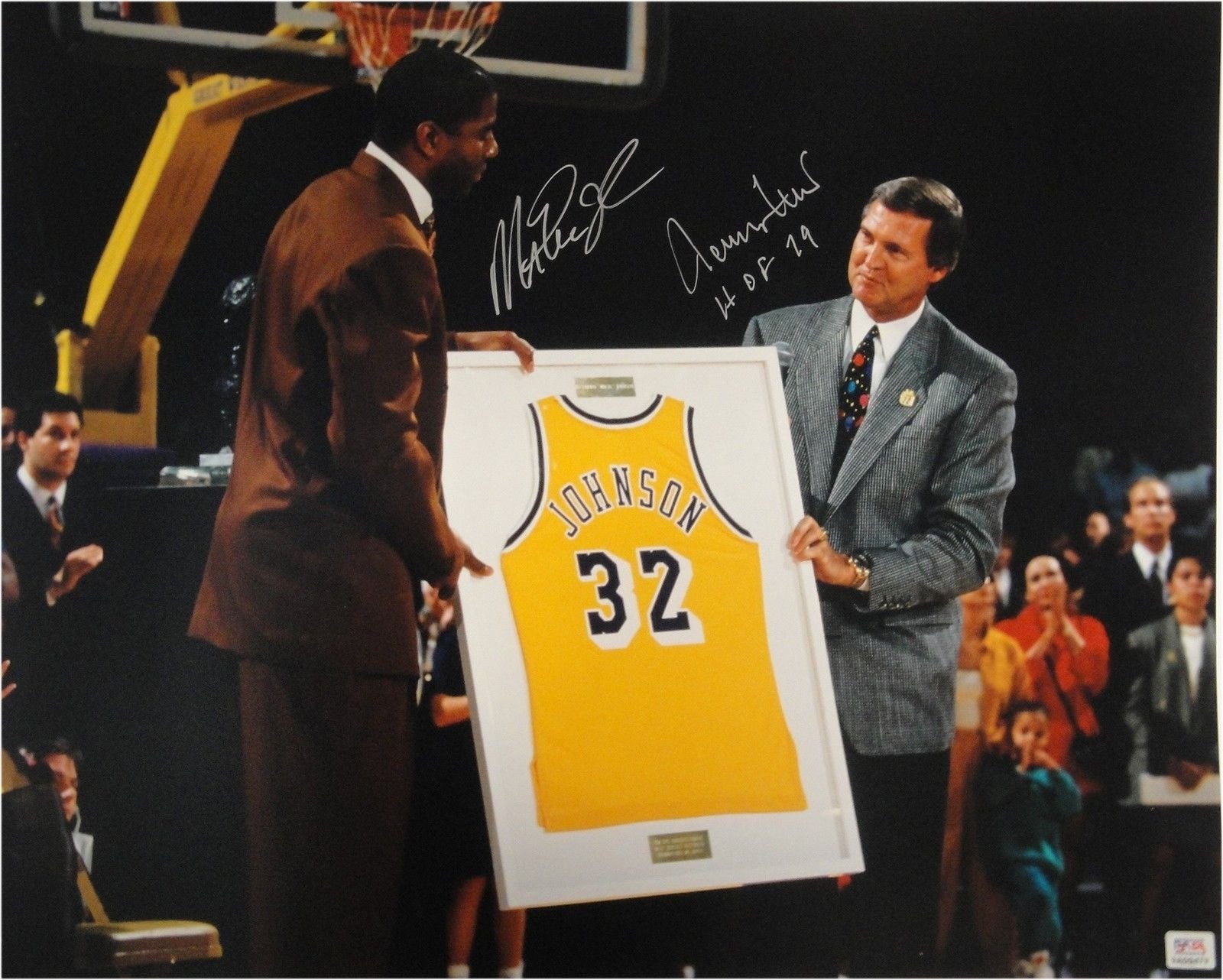 Magic Johnson & Jerry West Dual Signed Autographed 16x20 Photo - LA Lakers Legends - HOF PSA Certified - Perfect for Sports Memorabilia Collections & Man Cave Decor