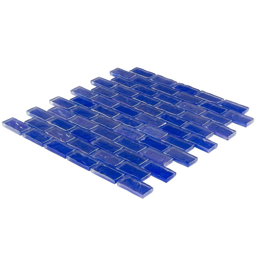 Iridescent Cobalt Blue Glass Pool Tile 1x2 - Perfect for Swimming Pools, Backyard Decor & Mosaic Designs