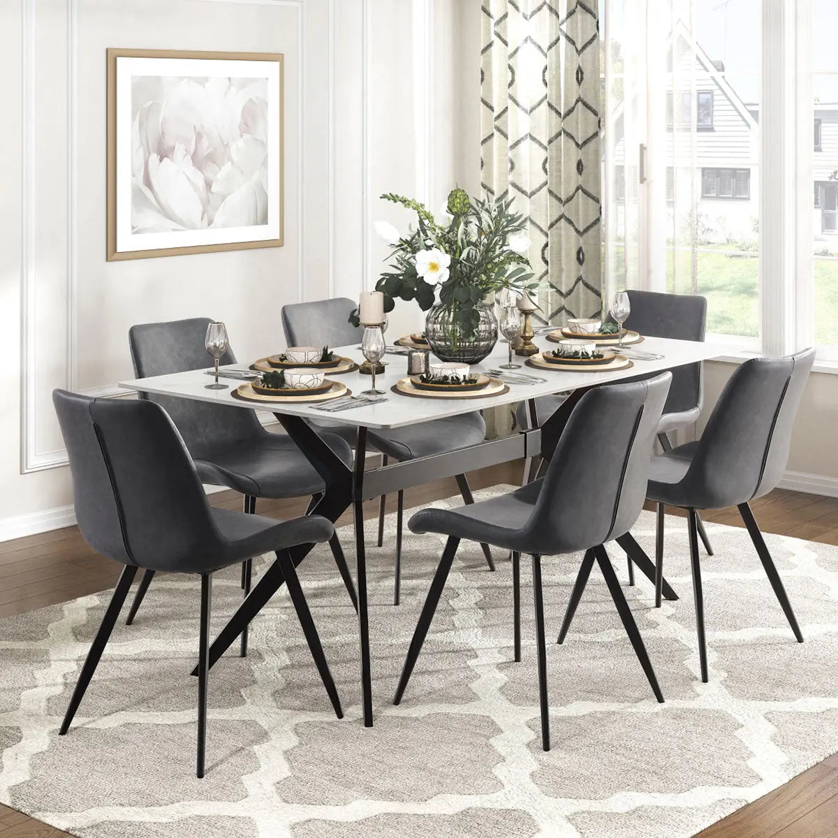 Dumas 7-Piece Dining Set 5916 - Modern Kitchen Table and Chairs for Small Spaces, Perfect for Apartments and Breakfast Nooks