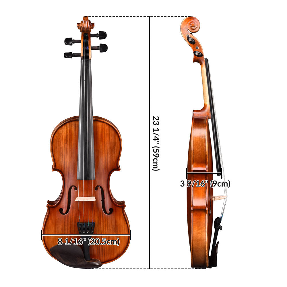 TheLAShop BV200A 4/4 Full Size Maple Wood Student Violin with Bow & Case - Perfect for Beginners, School Orchestra & Music Practice